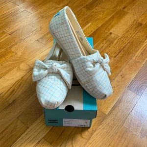 Toms Natural Spring Check Bow Shoes Size 7